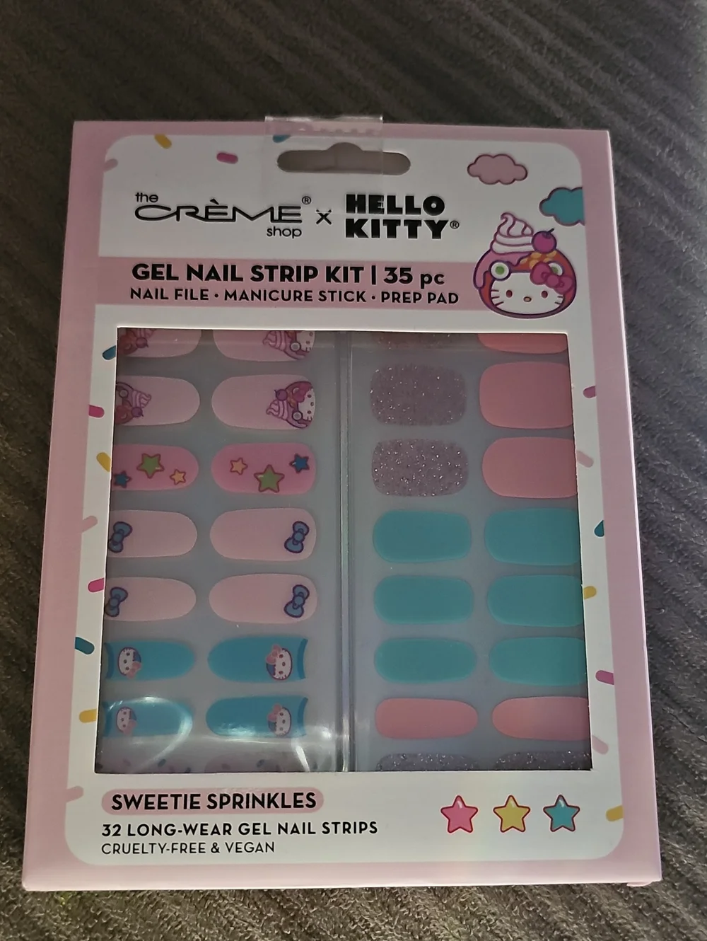 The Crème Shop x Hello Kitty Sweetie Sprinkles Press-On Gel Nails - Pink & Teal